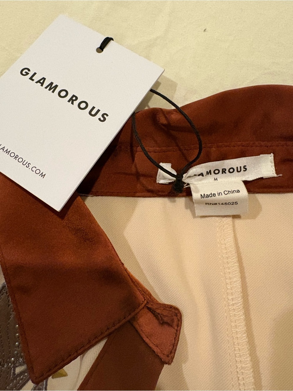 Glamorous Rust and Cream Embroidered Midi Shirt Dress - Picture 4 of 5